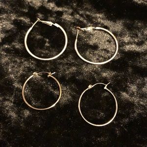 Two pairs of hoop earrings
